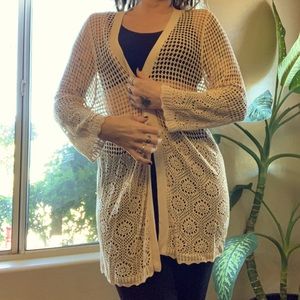 Crystal Kobe long crochet cardigan XXL